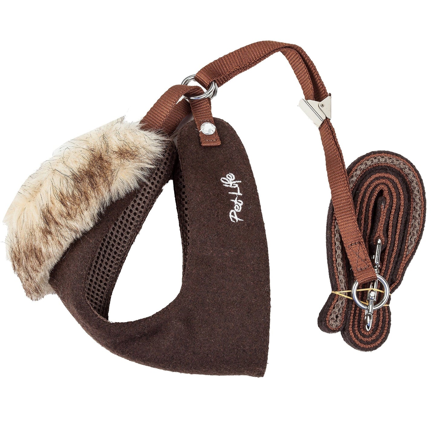 Pet Life ® Luxe 'Furracious' 2-In-1 Adjustable Dog Harness and Leash with Detachable Fur Collar