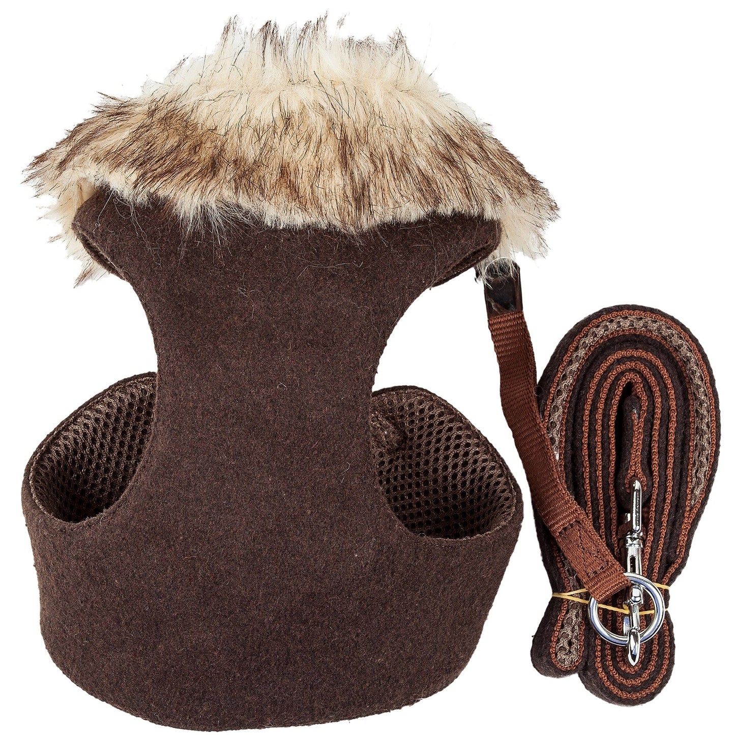 Pet Life ® Luxe 'Furracious' 2-In-1 Adjustable Dog Harness and Leash with Detachable Fur Collar