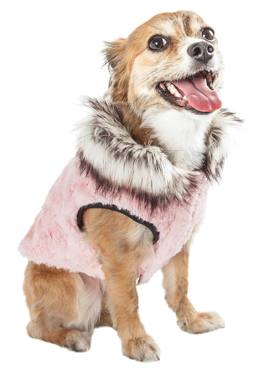 dog-fur-coat-pink-luxury-mink-patterned-warm-winter-jacket-luxury-view-2 | Majestic Pet Kingdom