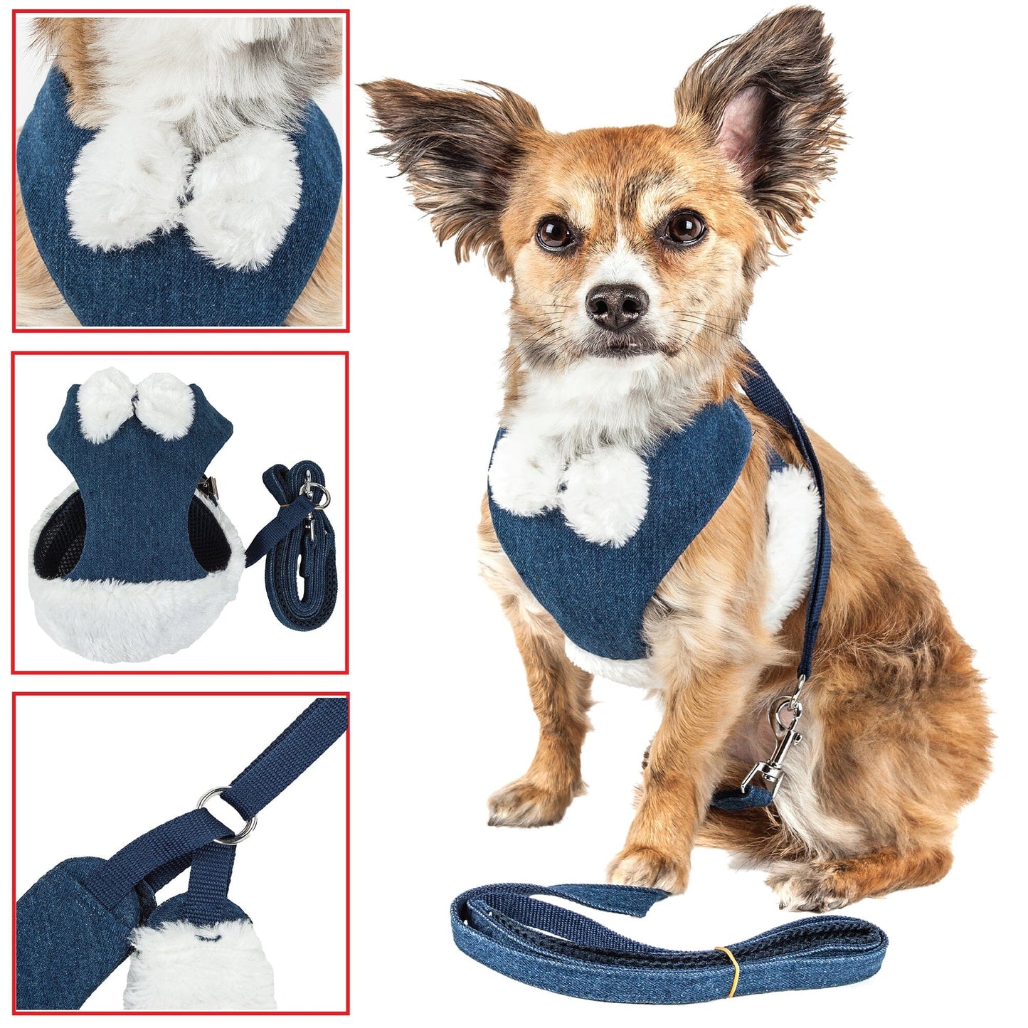 Pet Life ® Luxe 'Pom Draper' 2-In-1 Adjustable Fashion Dog Harness and Leash