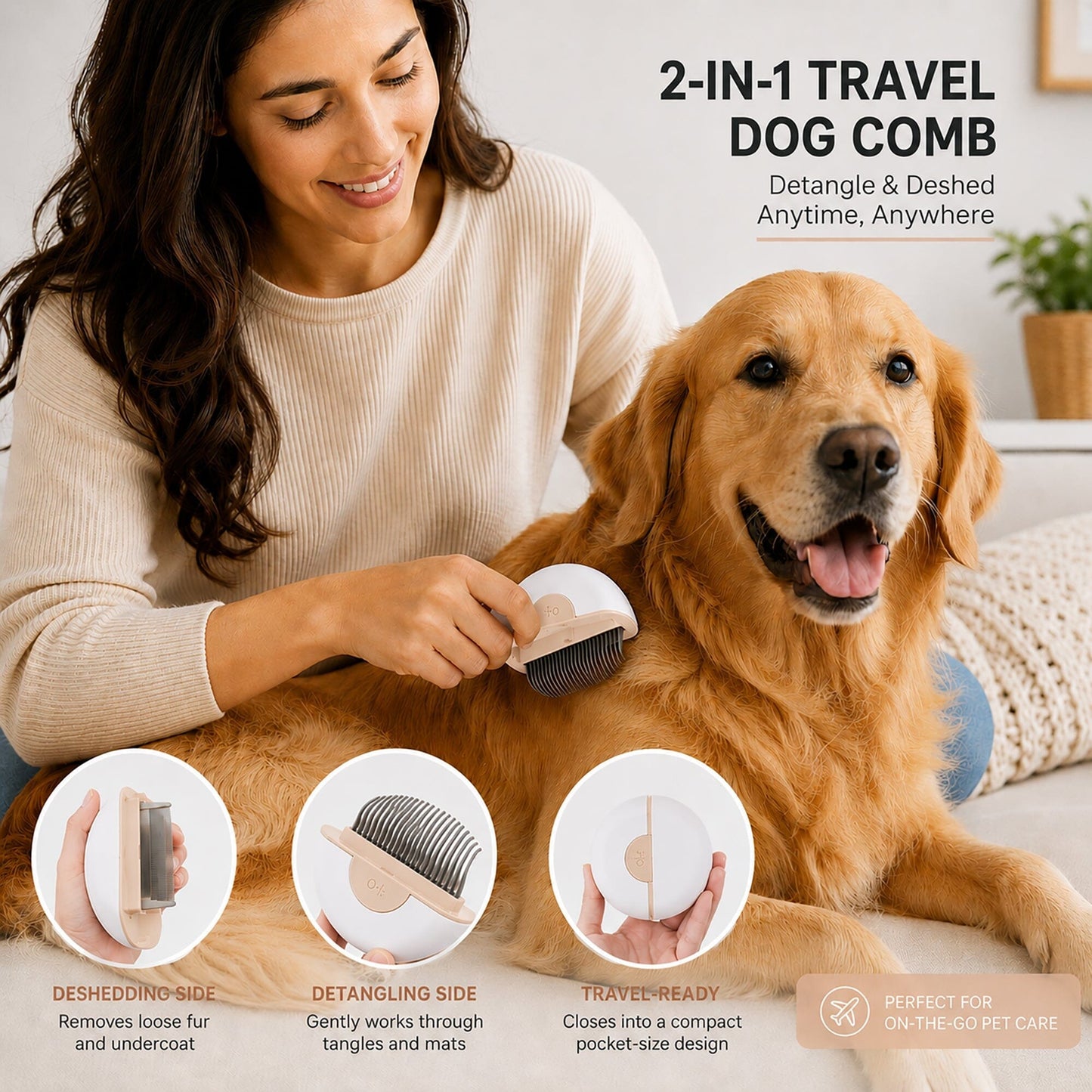 Pet Life ® 'LYNX' 2-in-1 Travel Connecting Grooming Pet Comb and Deshedder