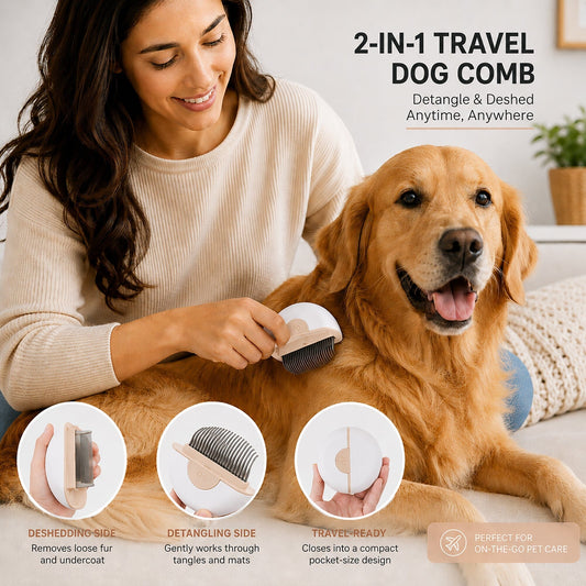 'LYNX' 2-in-1 Travel Connecting Grooming Pet Comb and Deshedder