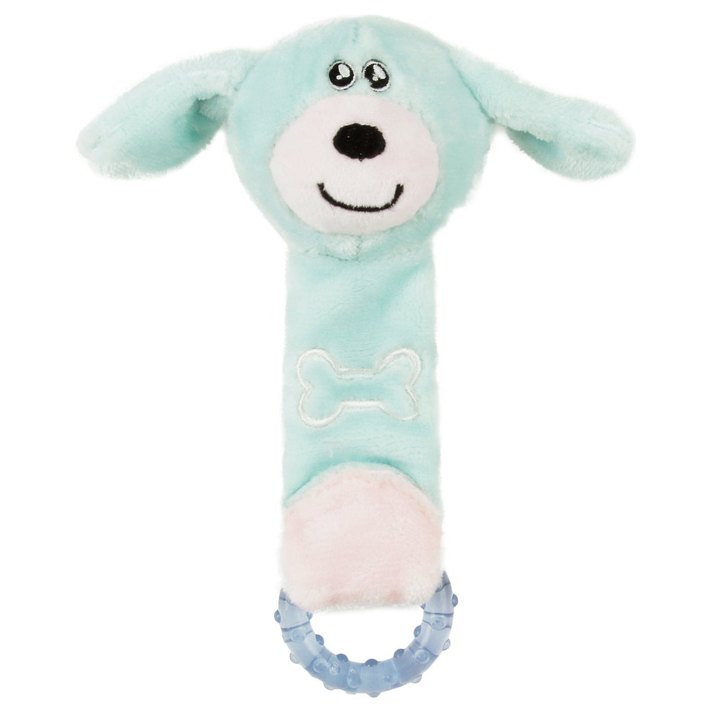 Pet Life ® Moo-Born' Plush and Rubber Squeaking Newborn Teething Cat and Dog Toy