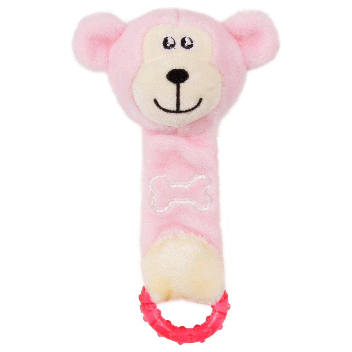 Pet Life ® Moo-Born' Plush Squeaky and Crinkle Newborn Rubber Teething Cat and Dog Toy