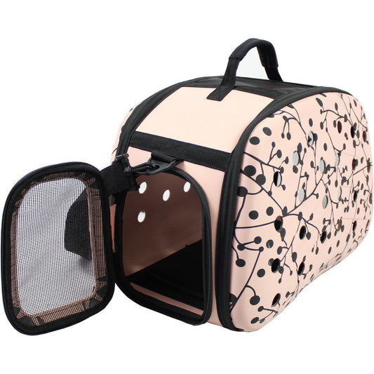 'Narrow Shelled' Perforated Lightweight Collapsible Military Grade Fashion Designer Travel Pet Dog Carrier Crate