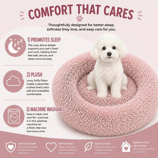 'Nestler' High-Grade Plush and Soft Rounded Pet Bed