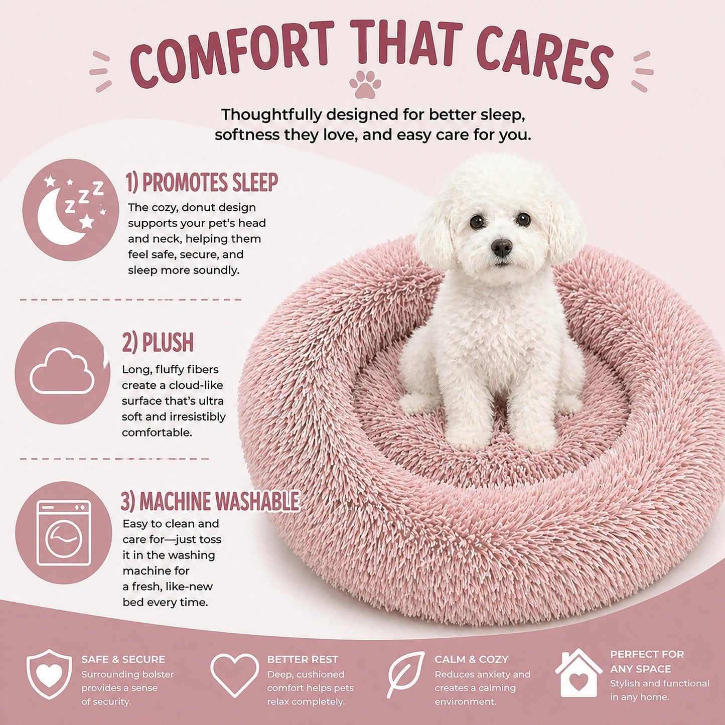 Dog Bed HuggleFleece Ultra Soft Calming Sleeping Mat for