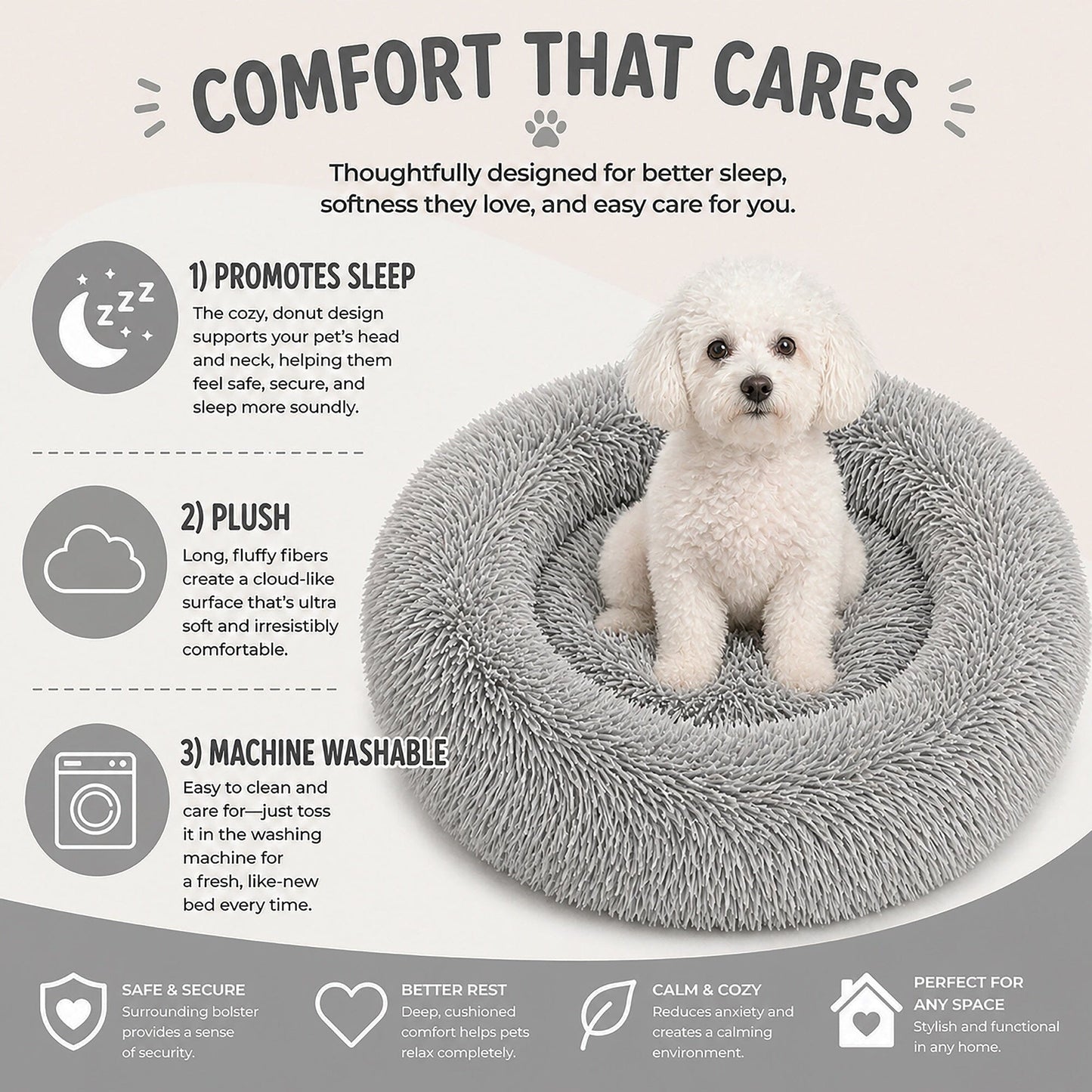 Dog Bed HuggleFleece Ultra Soft Calming Sleeping Mat for