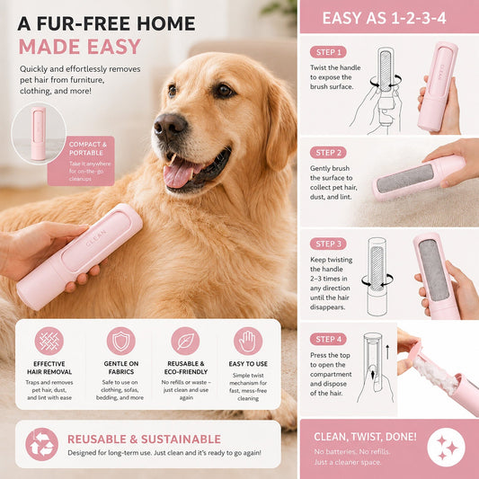 'Orotund' Magical Lint and Pet Hair Removal Brush