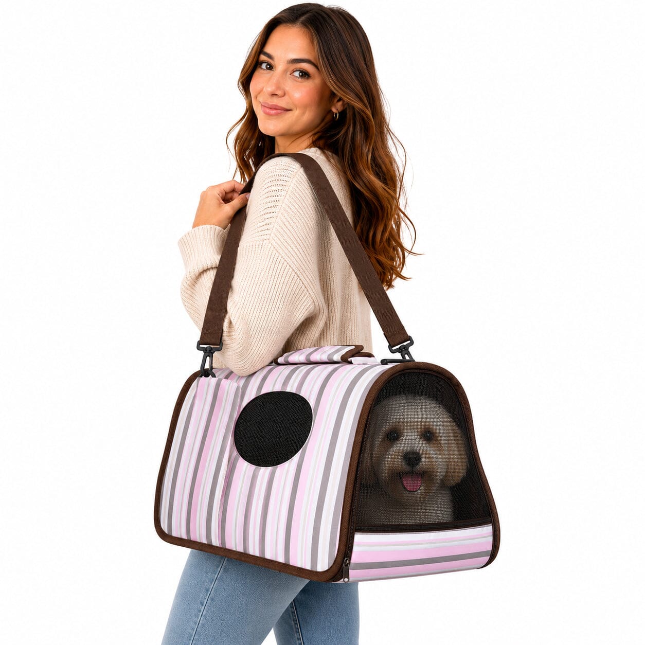 Pet Life ® Paw Patterned Airline Approved Zippered Folding Collapsible Travel Pet Dog Carrier