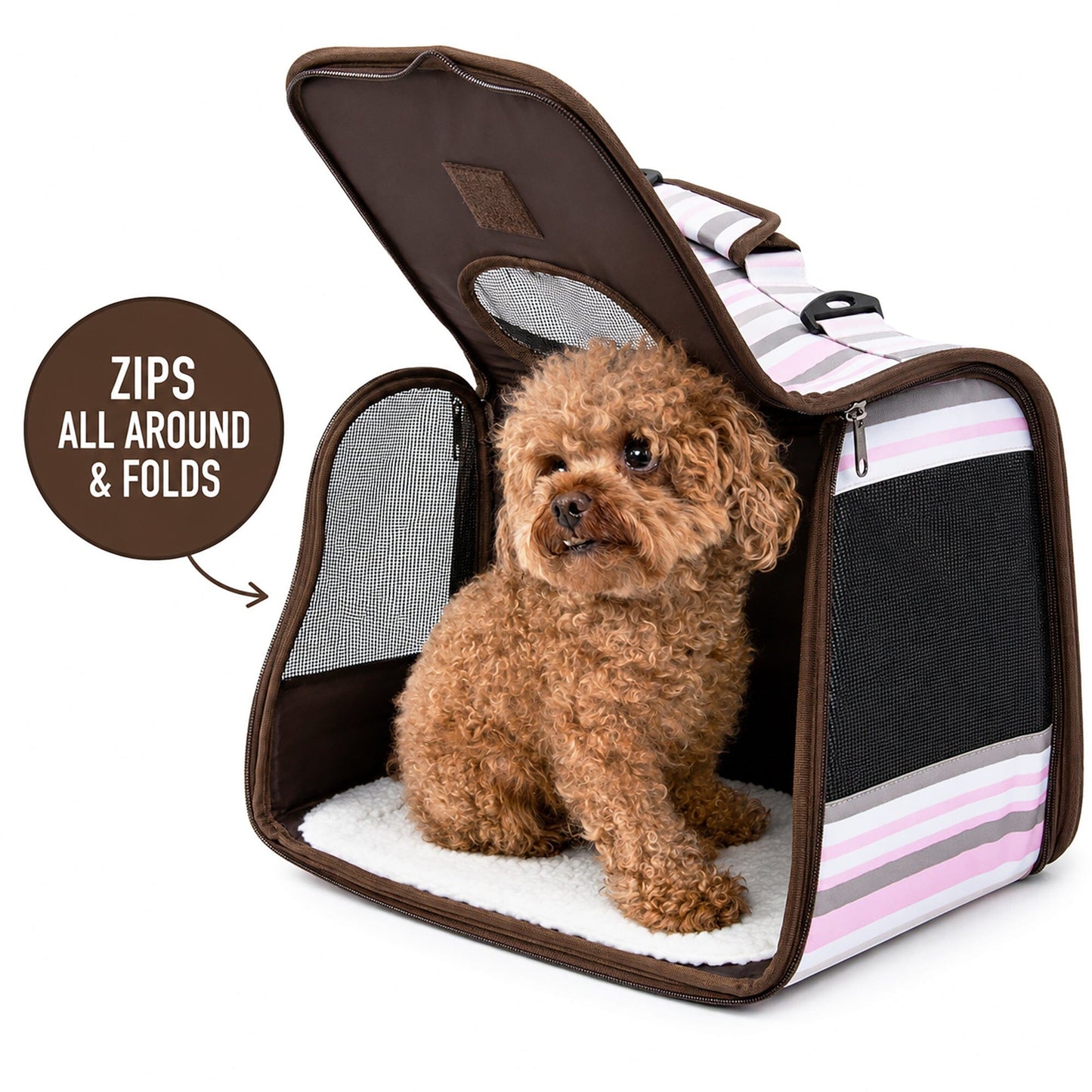 Pet Life ® Paw Patterned Airline Approved Zippered Folding Collapsible Travel Pet Dog Carrier