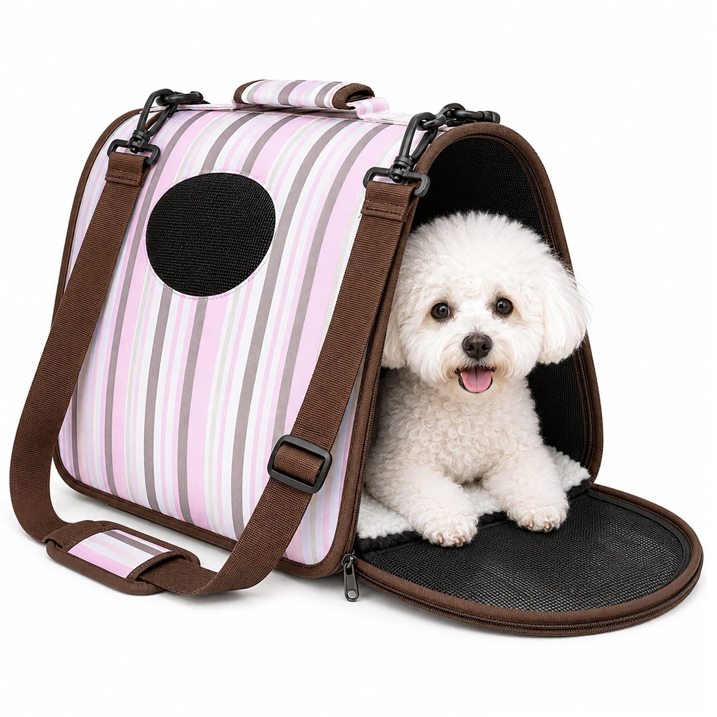 Pet Life ® Paw Patterned Airline Approved Zippered Folding Collapsible Travel Pet Dog Carrier