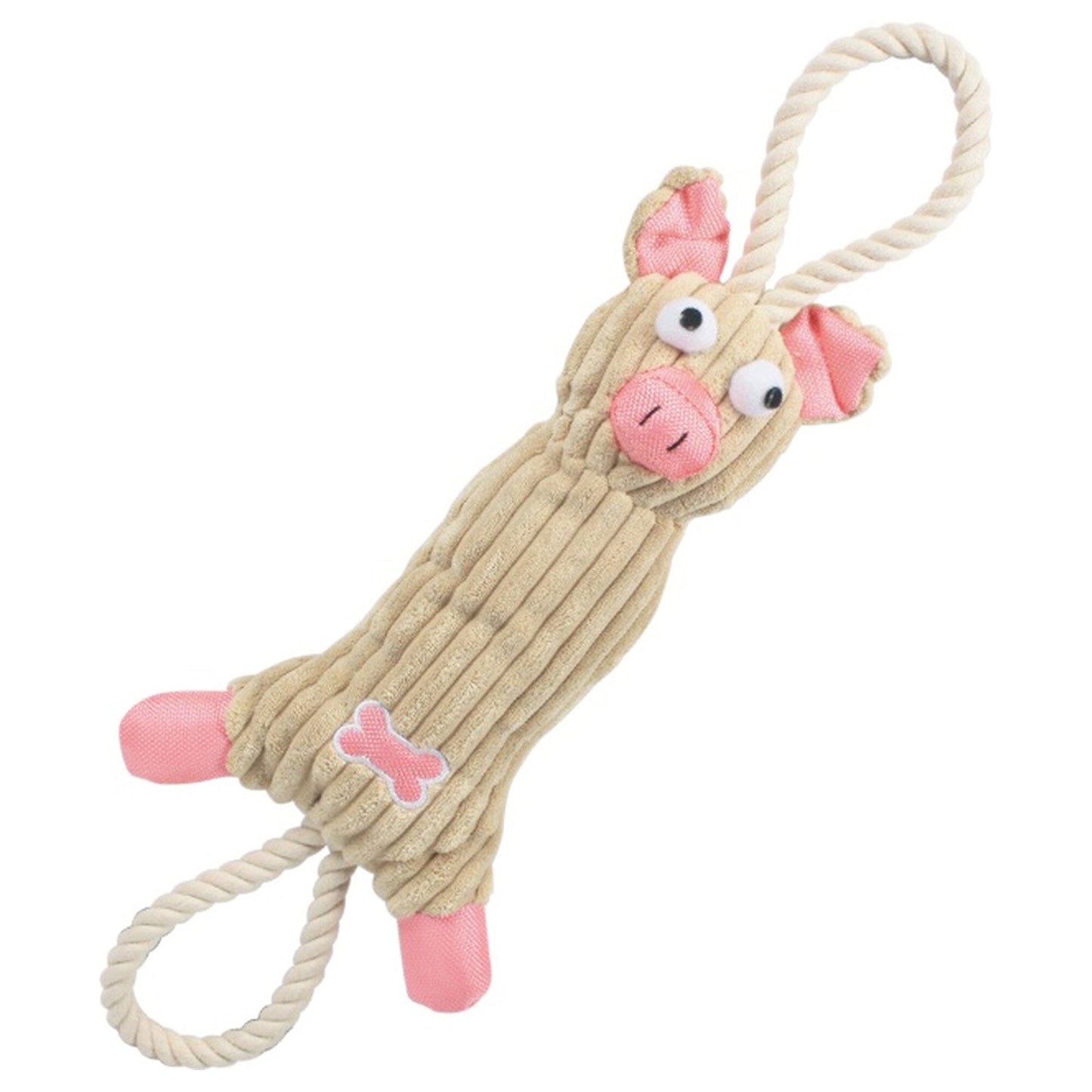 Pet Life ® 'Plush Cow' Natural Jute Rope and Squeak Tugging Plush Dog Toy