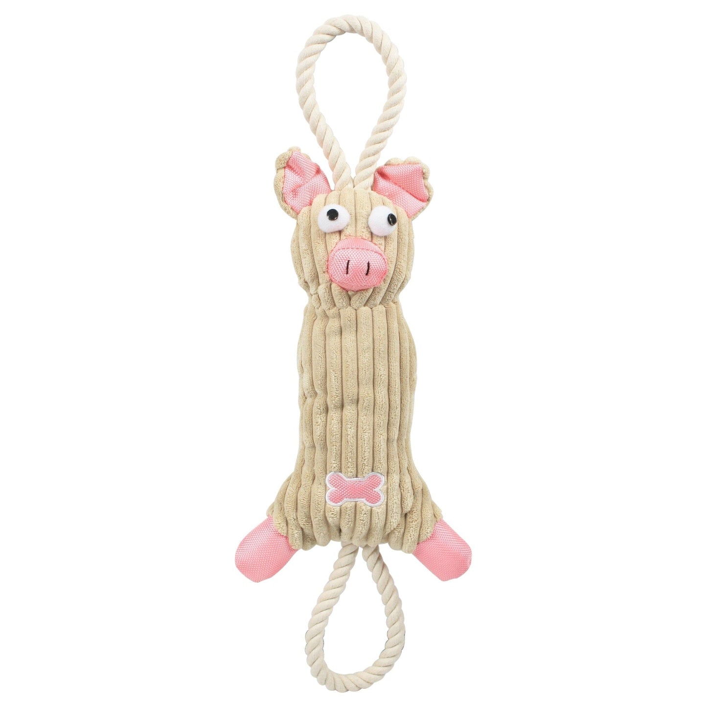 Pet Life ® 'Plush Cow' Natural Jute Rope and Squeak Tugging Plush Dog Toy