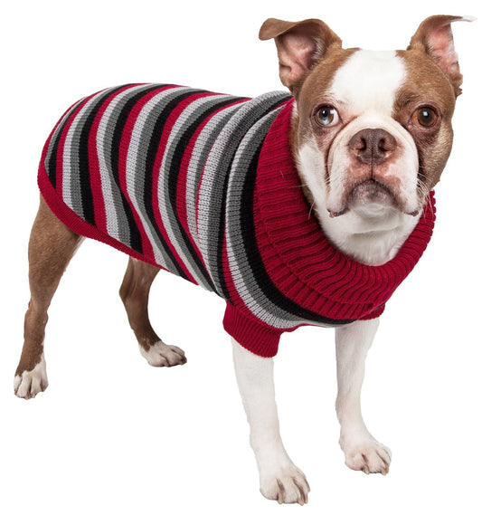 Pet Life ® 'Polo-Casual Lounge' Cable Knitted Designer Turtle Neck Dog Sweater - Main Feature View | Majestic Pet Kingdom
