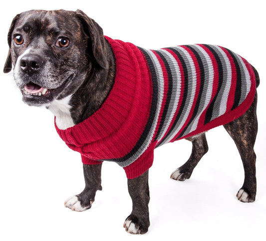 Pet Life ® 'Polo-Casual Lounge' Cable Knitted Designer Turtle Neck Dog Sweater - Detail Angle 2 | Majestic Pet Kingdom