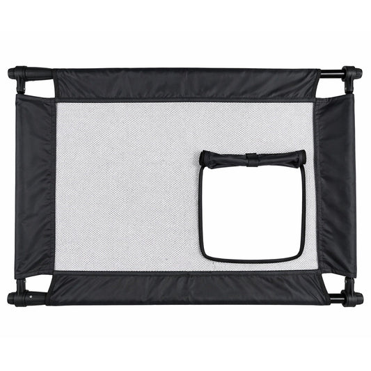 Pet Life ® 'Porta Gate' Anti-Drilling Nylon Mesh Collapsible Folding Travel Safety Pet Cat Dog Gate w/ Zippered Entrance - Main Feature View | Majestic Pet Kingdom