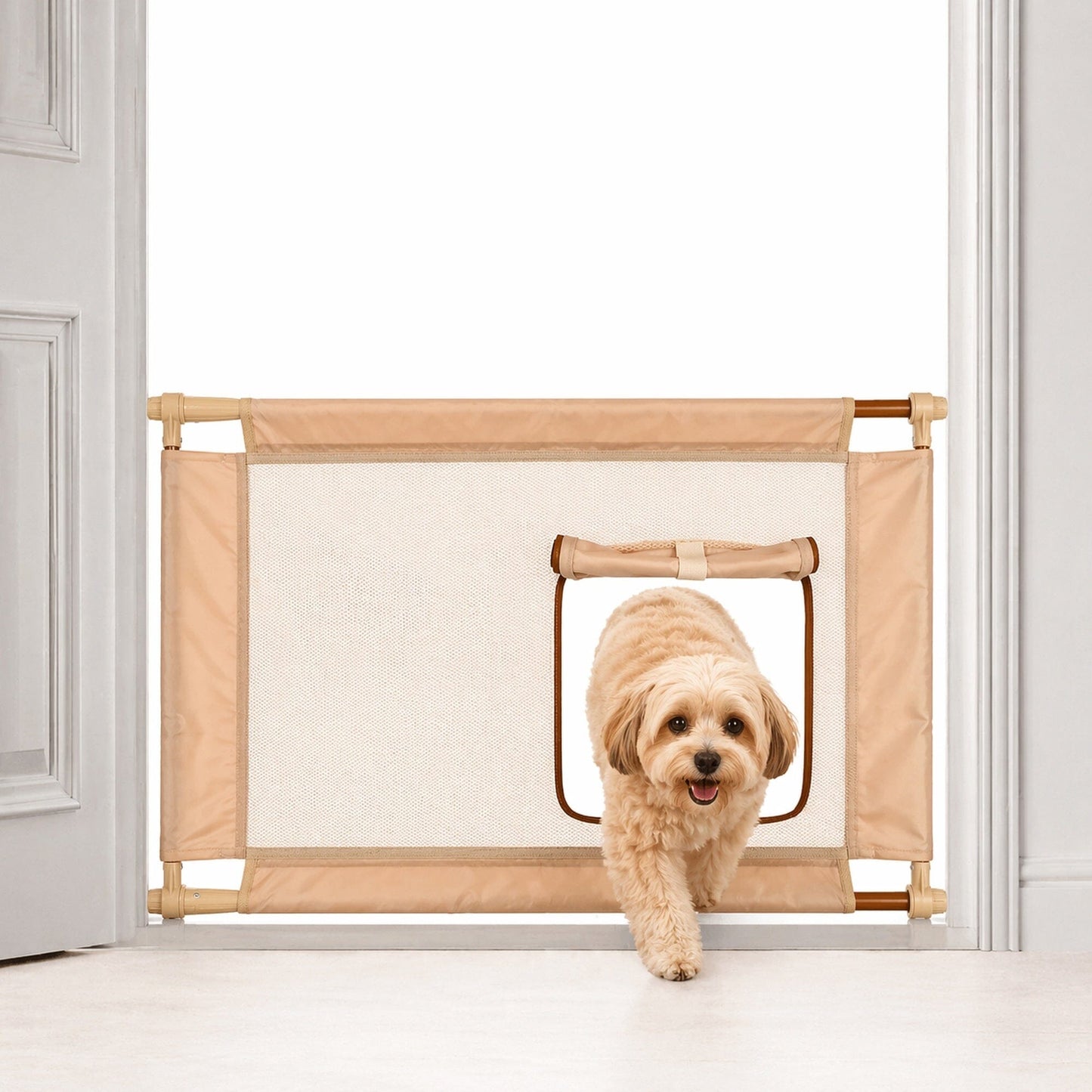 Pet Life ® 'Porta Gate' Anti-Drilling Nylon Mesh Collapsible Folding Travel Safety Pet Cat Dog Gate w/ Zippered Entrance