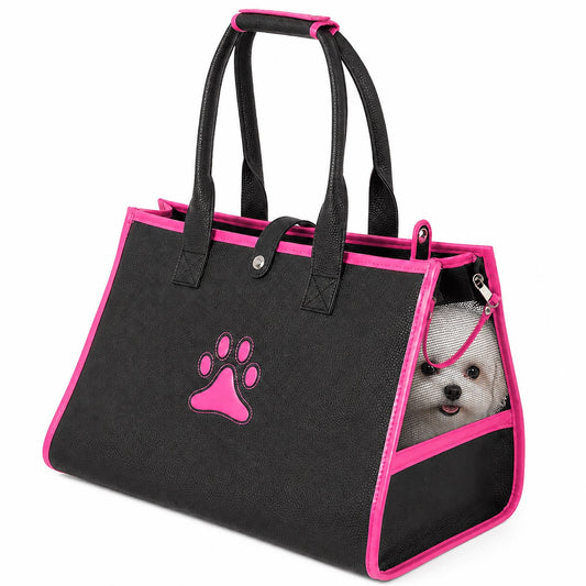 'Posh Paw' Elegant Leatherette Designer Fashion Travel Pet Dog Carrier Tote