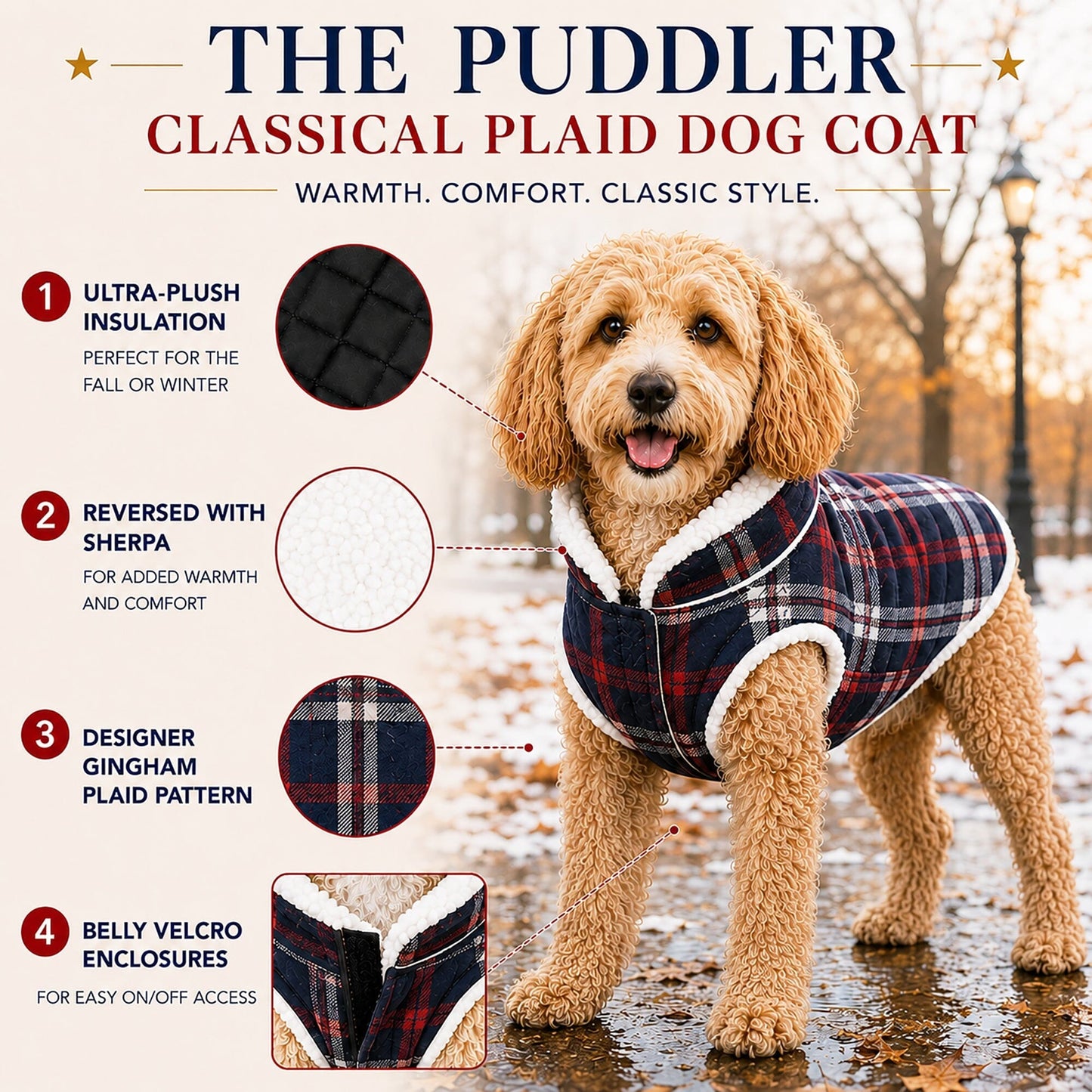 Pet Life ® 'Puddler' Classical Insulated Fashion Plaid Dog Coat