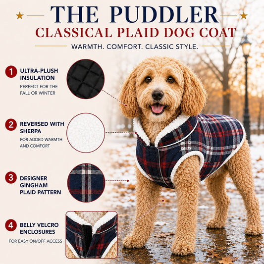 dog-plaid-coat-insulated-classical-warm-winter-rain-jacket-luxury-view-2 | Majestic Pet Kingdom