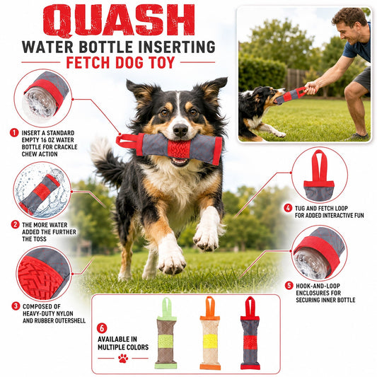 'Quash' Water Bottle Inserting Nylon and Rubber Crackling Dog Toy