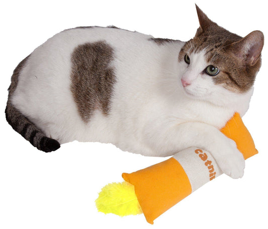 'Duffle Feathered' Squeak and Crinkle Teaser Plush Cat Toy
