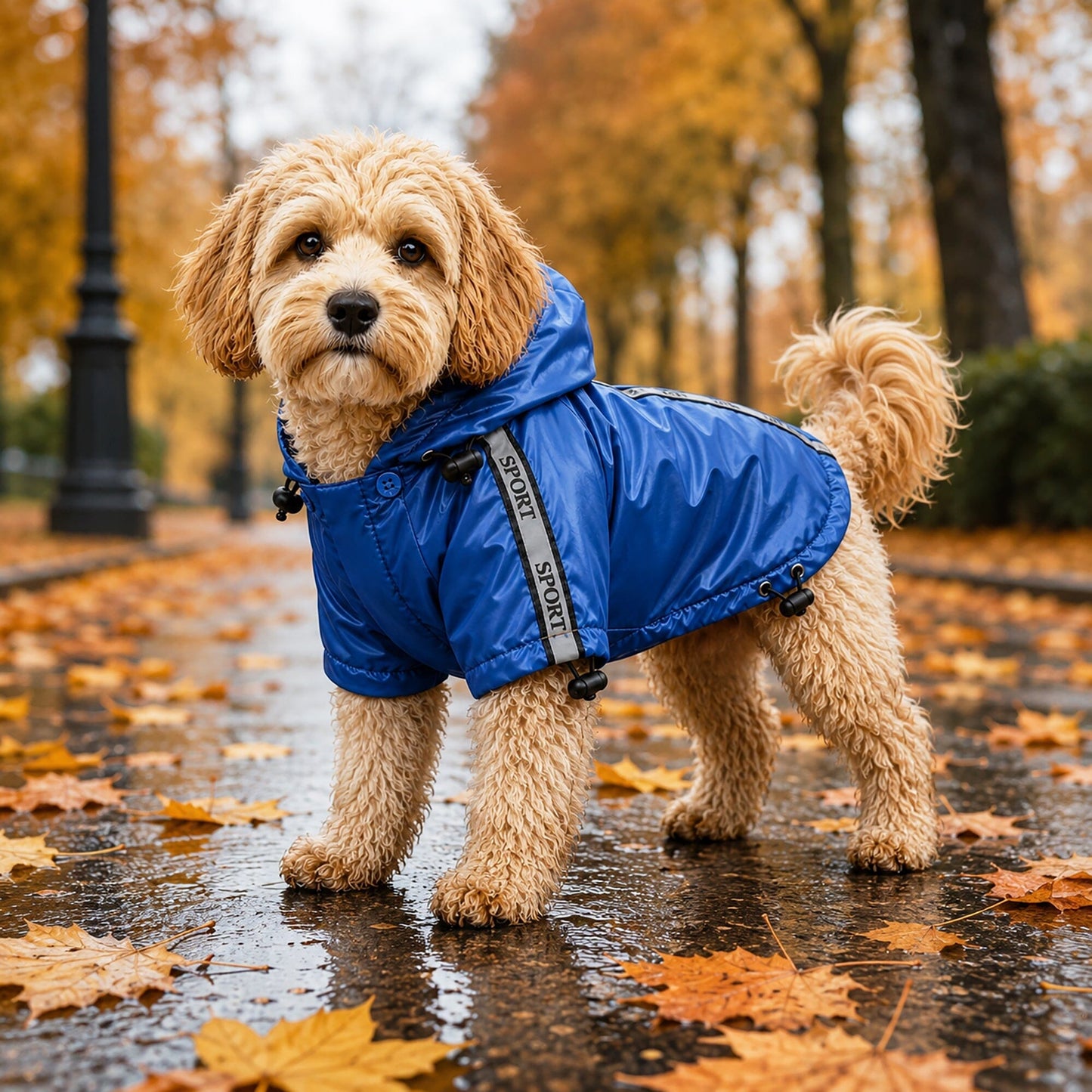 Pet Life ® 'Reflecta-Sport' Multi-Adjustable Reflective Weather-Proof Dog Raincoat w/ Removable Hood