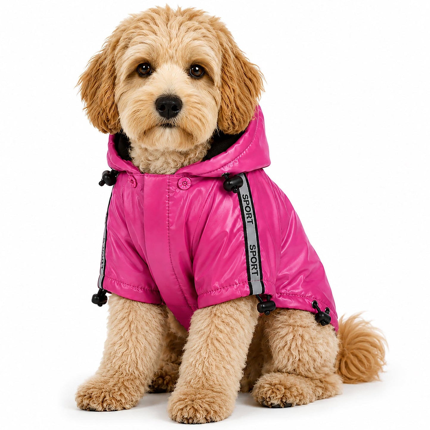 Pet Life ® 'Reflecta-Sport' Multi-Adjustable Reflective Weather-Proof Dog Raincoat w/ Removable Hood