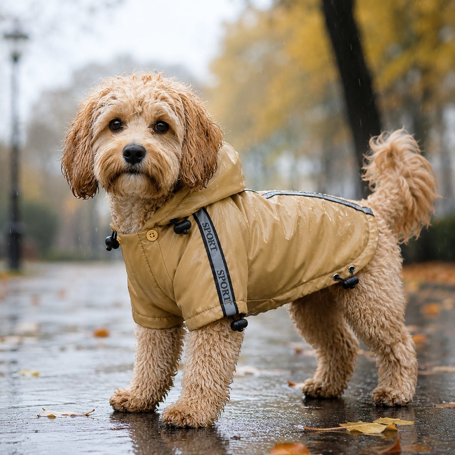 Pet Life ® 'Reflecta-Sport' Multi-Adjustable Reflective Weather-Proof Dog Raincoat w/ Removable Hood