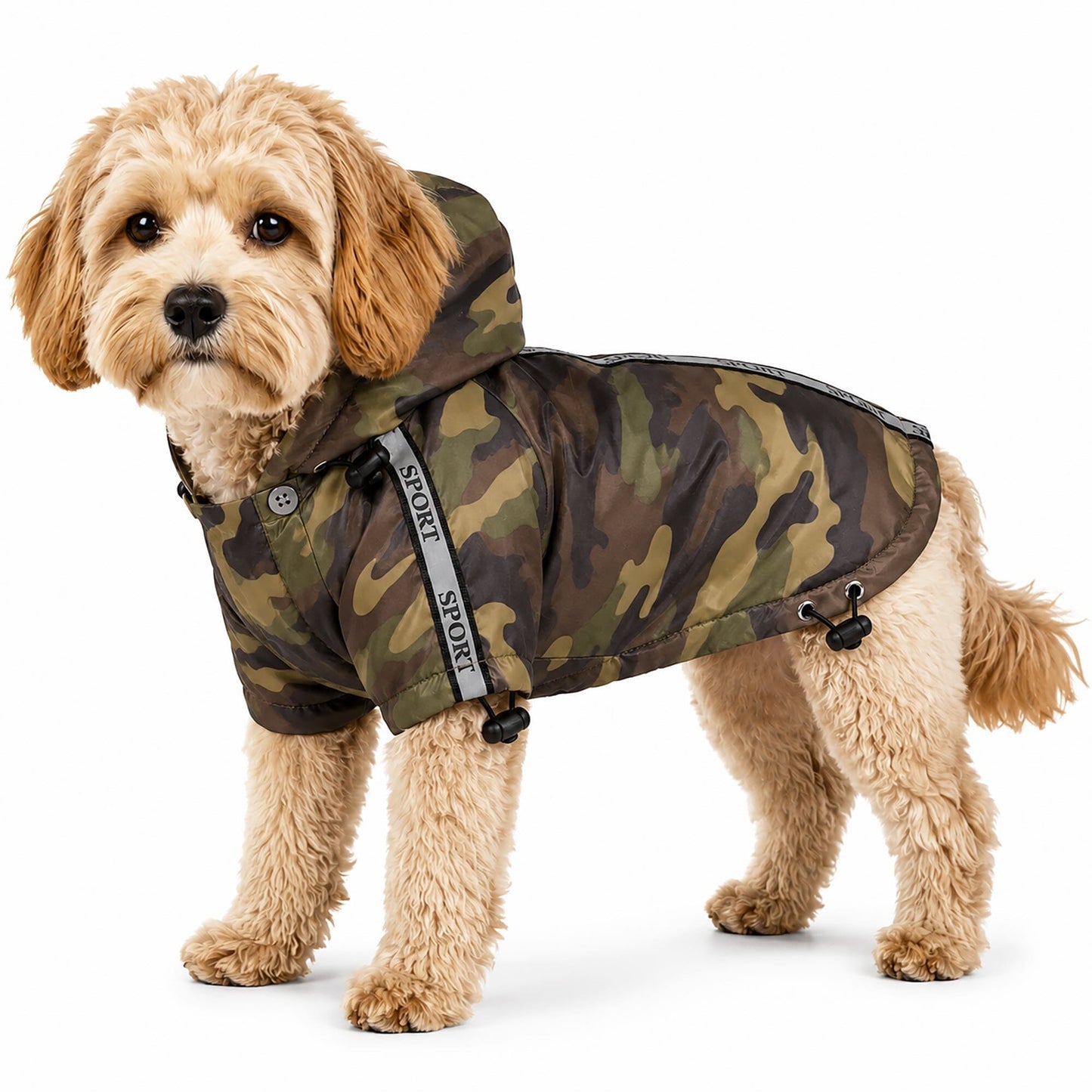 Pet Life ® 'Reflecta-Sport' Multi-Adjustable Reflective Weather-Proof Dog Raincoat w/ Removable Hood