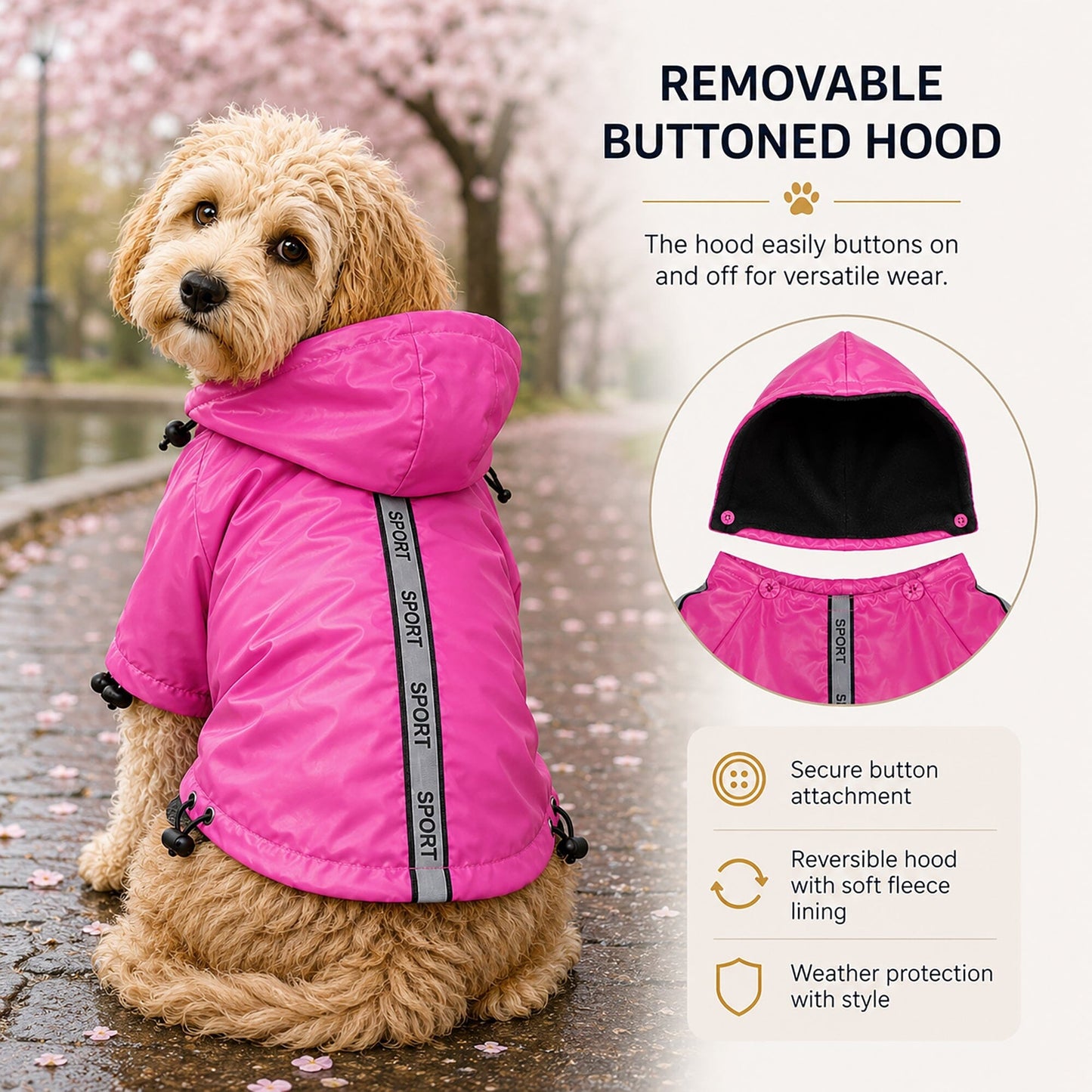 Pet Life ® 'Reflecta-Sport' Multi-Adjustable Reflective Weather-Proof Dog Raincoat w/ Removable Hood