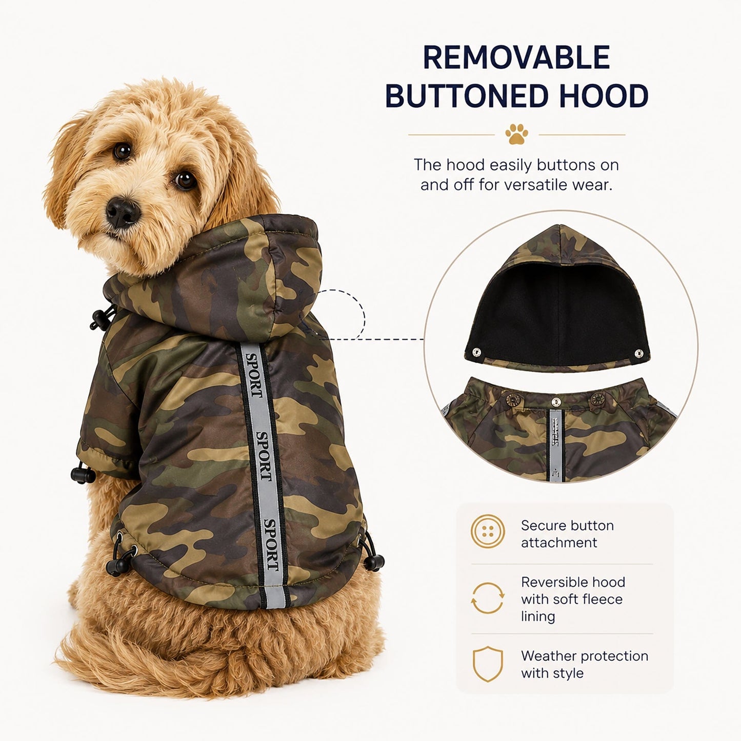 Pet Life ® 'Reflecta-Sport' Multi-Adjustable Reflective Weather-Proof Dog Raincoat w/ Removable Hood