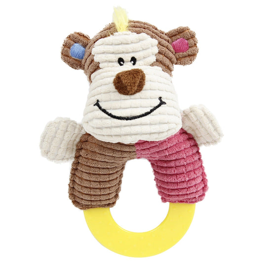 'Ring-O-Round' Plush Squeaking and Rubber Teething Newborn Puppy Dog Toy