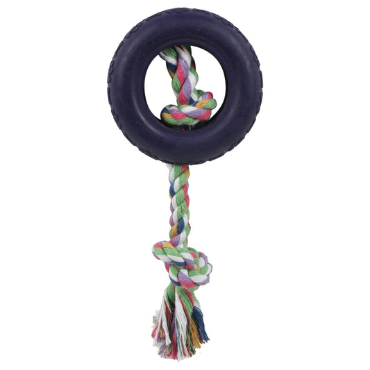 Rubberized Chew Jute Rope and Tire Pet Dog Toy