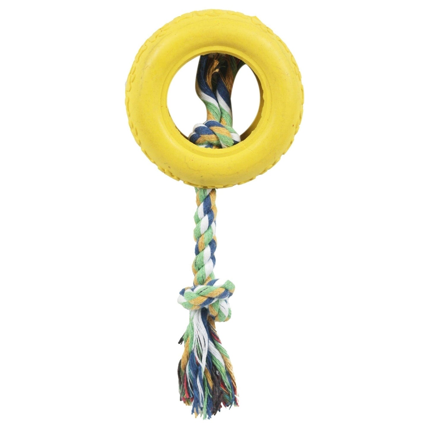 Pet Life ® Rubberized Chew Jute Rope and Tire Pet Dog Toy