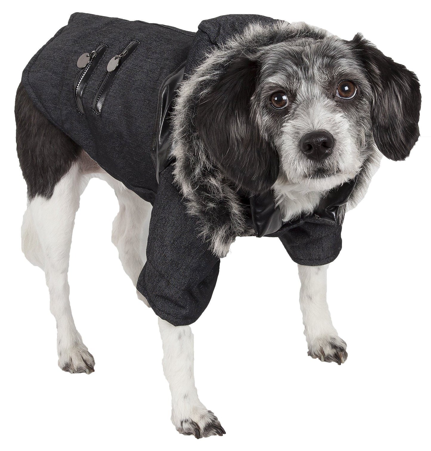 'Ruff-Choppered' Denim Fashioned Wool Dog Coat Jacket