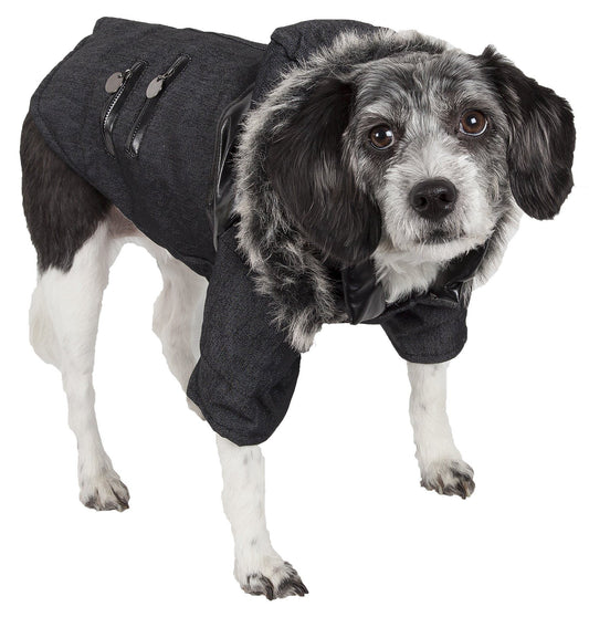 dog-denim-wool-jacket-distressed-warm-winter-coat-classi-luxury-view-1 | Majestic Pet Kingdom