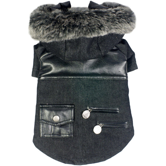 dog-denim-wool-jacket-distressed-warm-winter-coat-classi-luxury-view-2 | Majestic Pet Kingdom