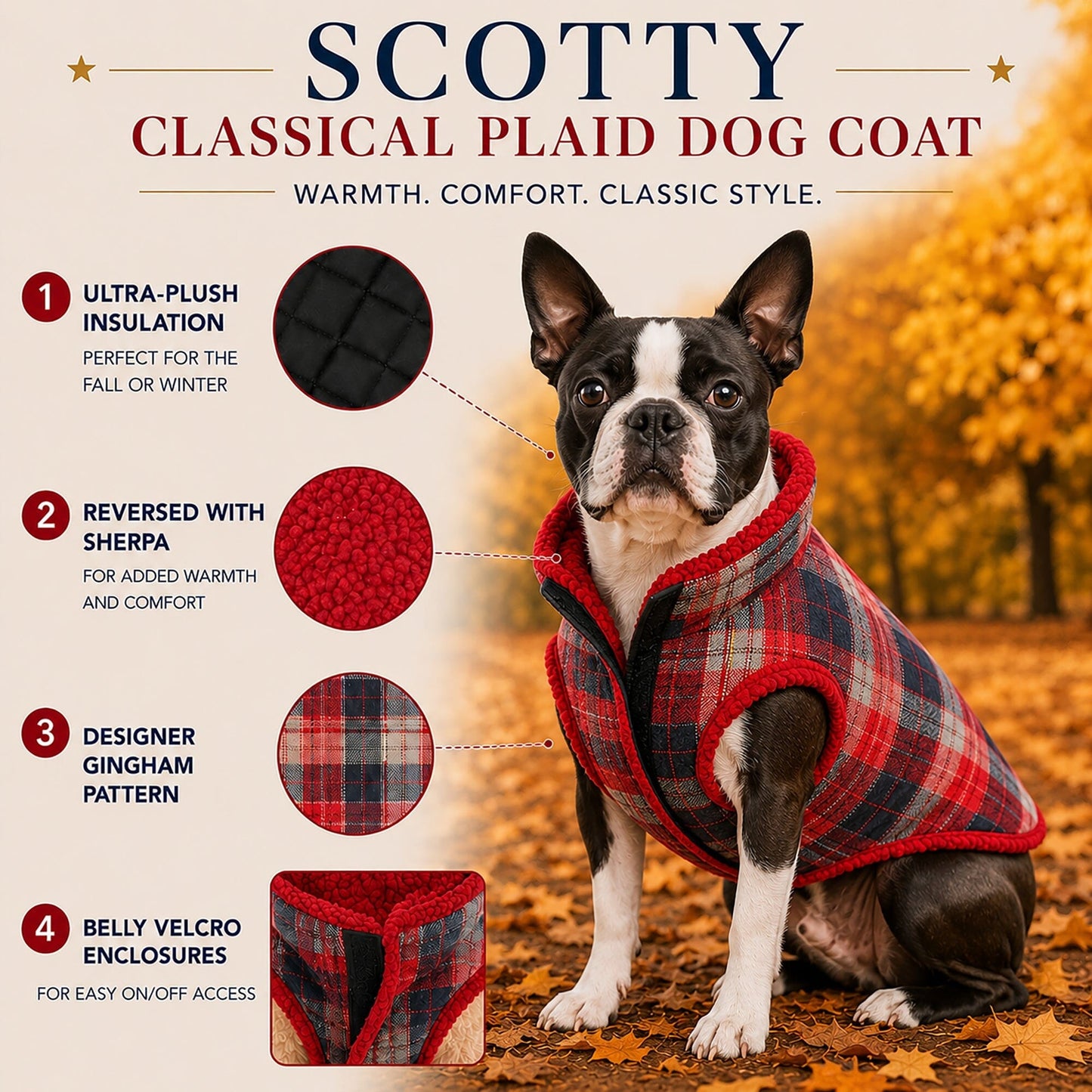 Pet Life ® 'Scotty' Tartan Classical Insulated Fashion Plaid Dog Coat