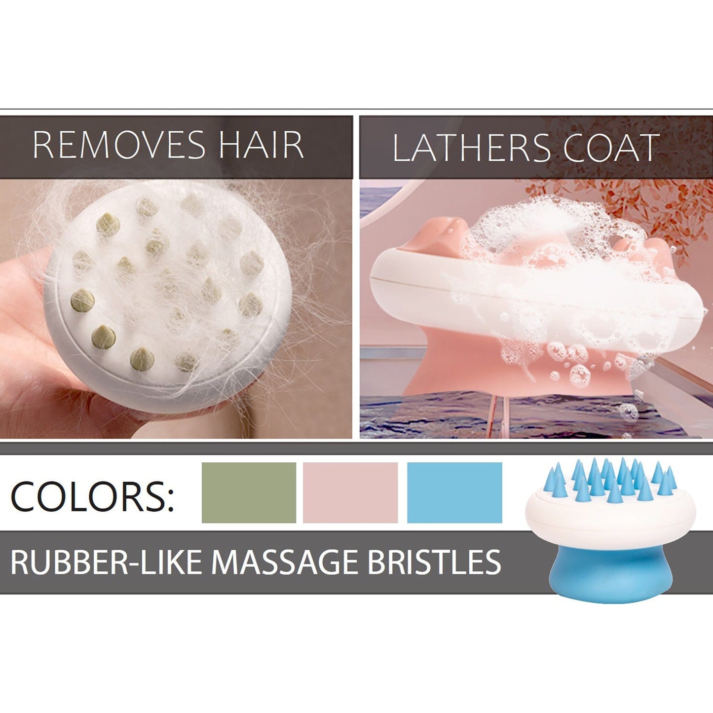 Pet Life ® 'Scwubba' Handheld Bathing Brushing and Massaging Soft Flexible Grooming Pet Comb