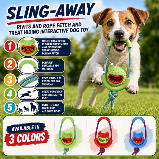 'Sling-Away' Tug and Squeak Natural Jute and Rubber Dog Toy