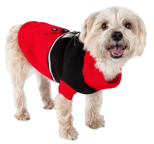 Snow Flake Cable-Knitted Ribbed Fashion Turtle Neck Dog Sweater