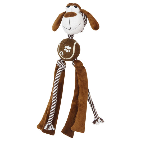 'Tennis Pawl' Rope  Squeaker and Crinkle Tennis Dog Toy