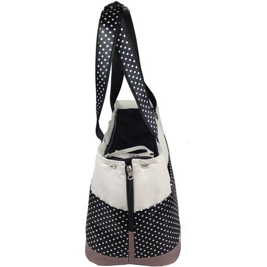 'Tote n' Boater' Trendy Spotted Designer Fashion Travel Pet Dog Carrier
