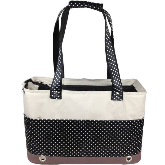 'Tote n' Boater' Trendy Spotted Designer Fashion Travel Pet Dog Carrier