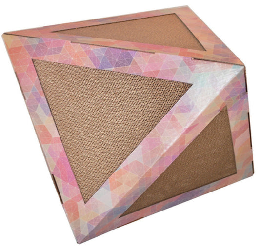 Cat Scratcher Triangular Puzzle Lounge House with Catnip Toy