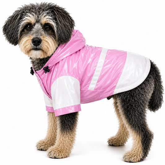 Pet Life ® 'Two-Tone' Waterproof Adjustable Dog Raincoat Jacket w/ Removable Hood - Main Feature View | Majestic Pet Kingdom