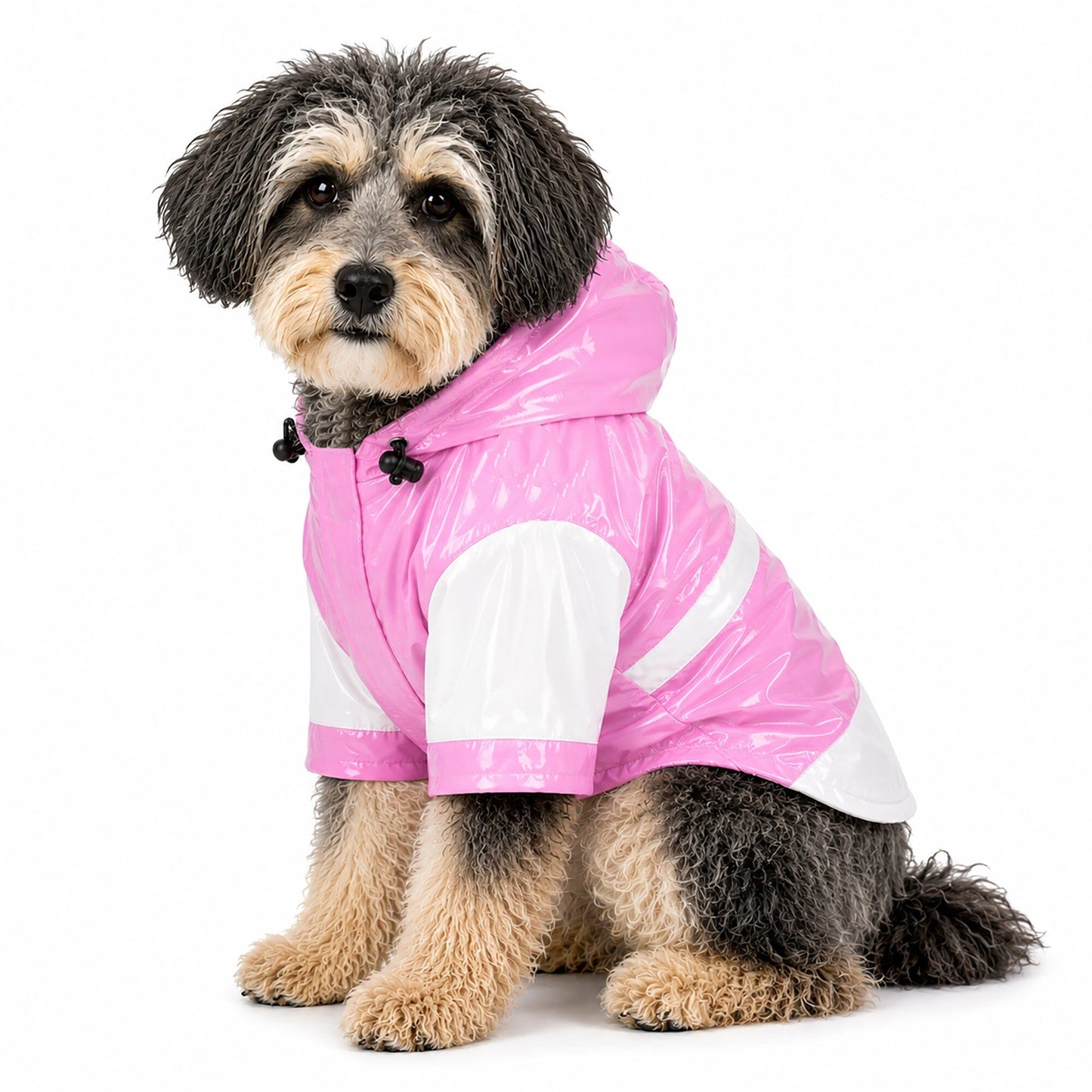 Pet Life ® 'Two-Tone' Waterproof Adjustable Dog Raincoat Jacket w/ Removable Hood