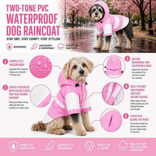 Pet Life ® 'Two-Tone' Waterproof Adjustable Dog Raincoat Jacket w/ Removable Hood - Detail Angle 2 | Majestic Pet Kingdom
